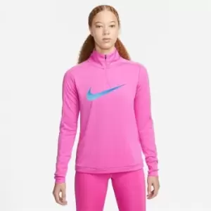 Image of Nike Dri-FIT Swoosh Womens Half-Zip Long Sleeve Top - Pink