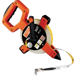 Image of Bahco LTS Open Reel Fiberglass Tape Measure Imperial & Metric 165ft / 50m 13mm