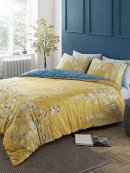 Image of Hyperion Kohana Flowers 100% Cotton Sateen Duvet Cover Set In Yellow