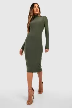Image of Premium Heavy Weight Slinky Roll Neck Midi Dress