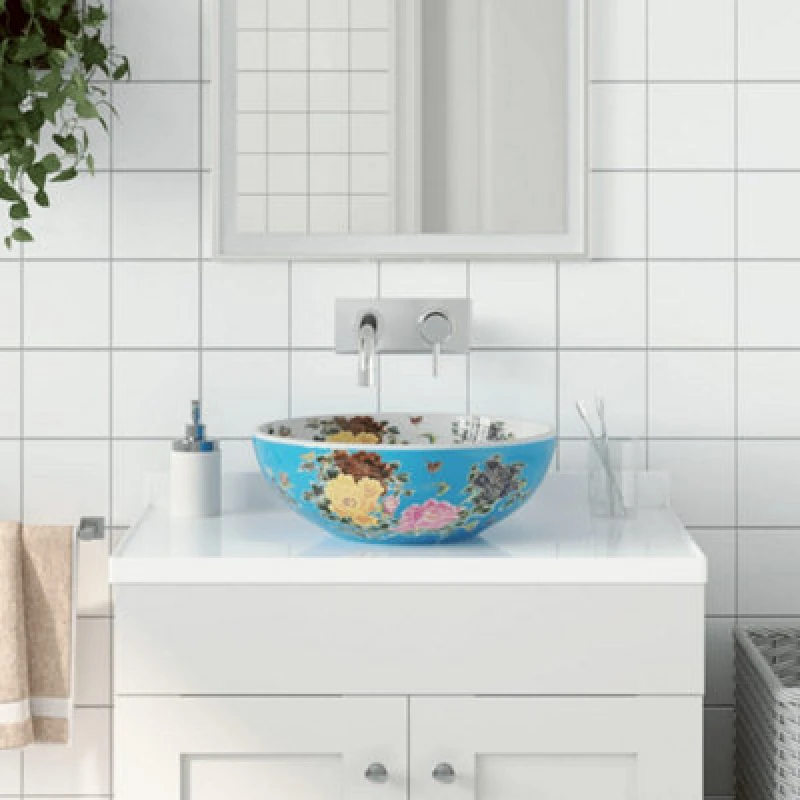 Image of Vidaxl Countertop Basin Multicolour Round 41X14cm Ceramic