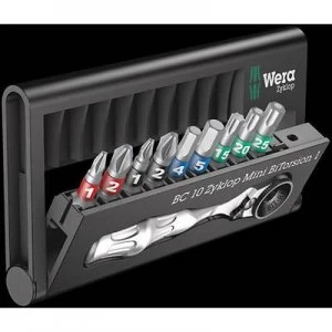 Image of Wera Bit-Check 10 Zyklop Mini BiTorsion 1 05057418001 Bit set 10 Piece Phillips, Pozidriv, TORX socket, Allen BiTorsion