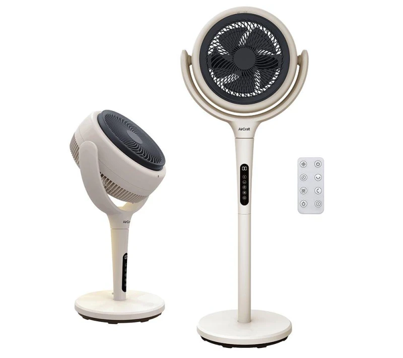 Image of AIRCRAFT HOME LUME Quiet Air Circulator 8" Pedestal Fan - Stone White 5065013924113
