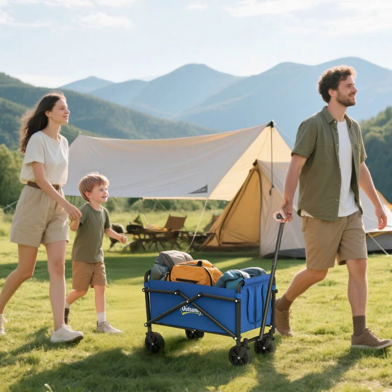 Image of OUTSUNNY 41L Festival Trolley, 60kg Heavy Duty Folding Trolley Cart, Blue Blue Unisex