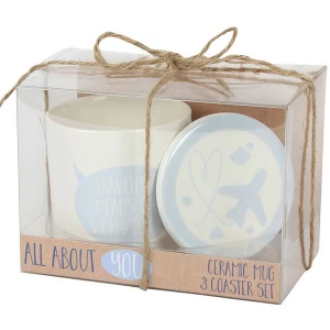 Image of Travelling Means the World to Me Mug and Coaster Set