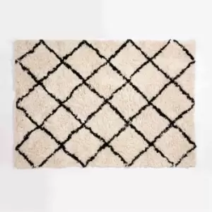 Image of Tahira 120x170cm Cream Base Black Cross Shaggy Rug