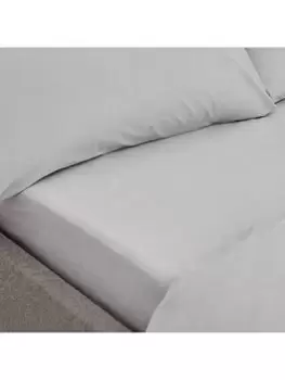 Image of Bianca Fine Linens Organic Cotton 200 Thread Count Percale Fitted Sheet In Silver