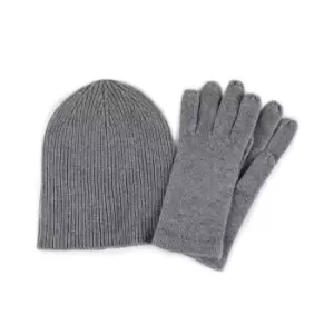 Image of totes Ladies Grey Cashmere Hat and Glove Set Grey