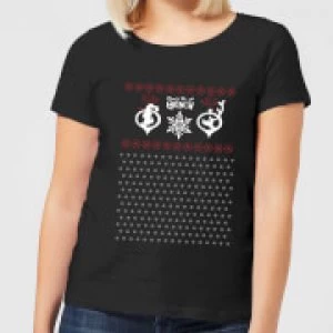 Image of The Grinch Pattern Womens Christmas T-Shirt - Black - S
