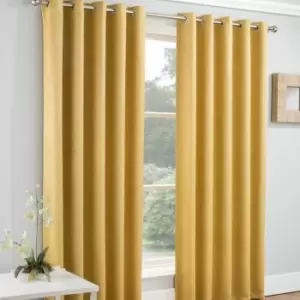 Image of Vogue Pair of 229 x 274 Blackout Curtains, Ochre