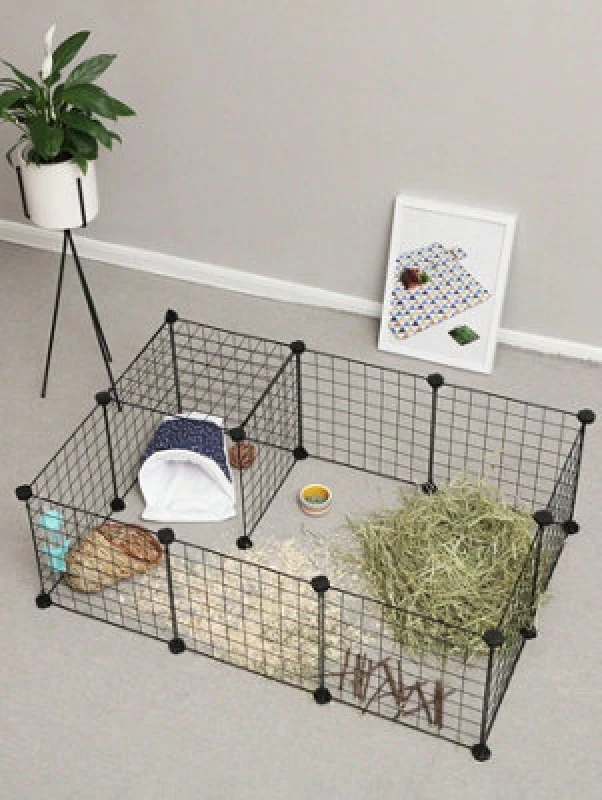 Image of Songmics Guinea Pig Playpen, Indoor Rabbit Run Hutch Cage, Large Exercise Enclosure, Diy Metal Modular Fence