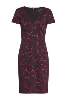 Image of French Connection Rosalind Printed Cotton Dress Blue