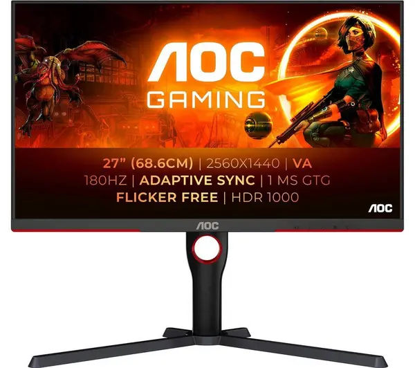 Image of AOC G3 27" Q27G3XMN/BK Quad HD Gaming LED Monitor