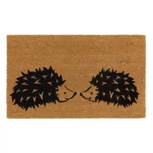 Image of JVL Hedgehog Print, Latex Backed Coir Mat, 45x75cm - Multi