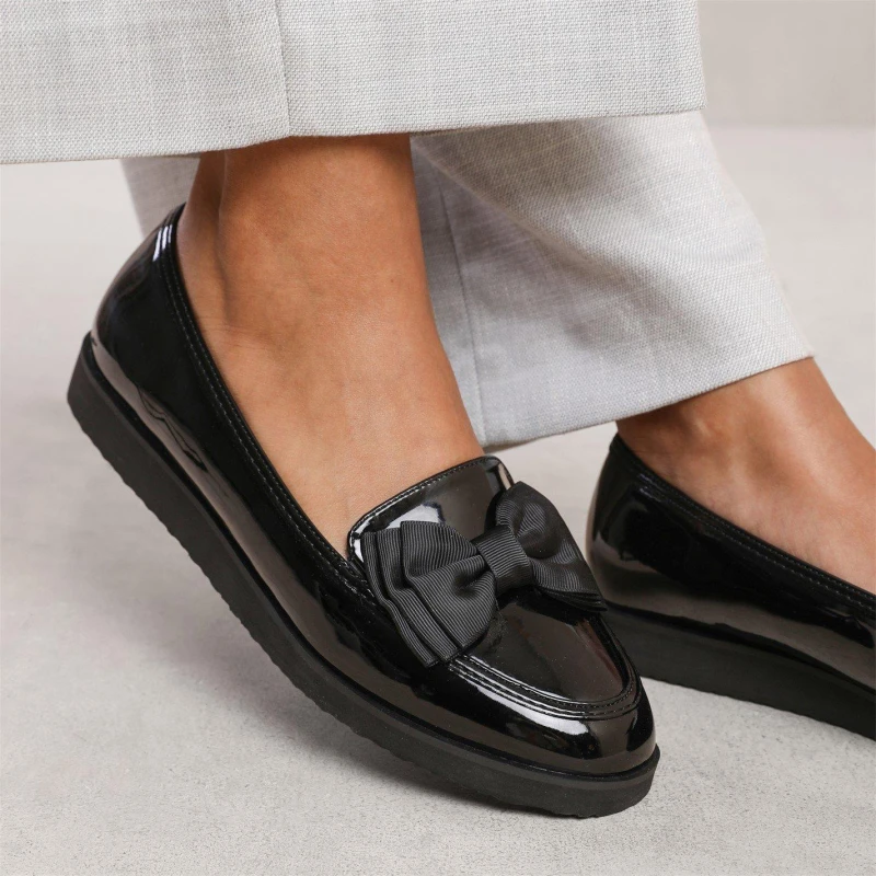Image of Wheres That From Slip On Loafer With Bow Detail Black Patent female 3