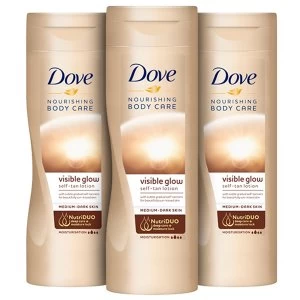 Image of Dove 3x Nourishing Body Care Visible Glow Self Tan Lotion Medium - Dark Skin