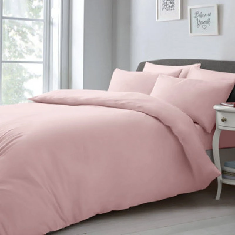 Image of Velosso Chic Microfibre Duvet Cover & Pillowcase Set with Button Closure in Pink Size: Double Pink Unisex Double