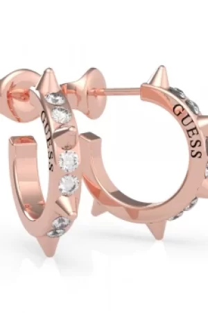 Image of Guess Jewellery Rose Gold Coloured Hoop Crystal and Stud Earrings UBE79093