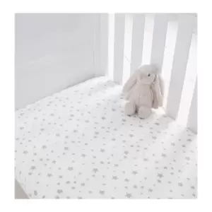 Image of Silentnight Safenights Cot Bed Fitted Sheet pair - Grey Star