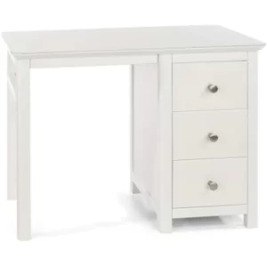 Image of White Wood Painted Single Pedestal 3 Drawer Storage Dressing Table Vanity Desk