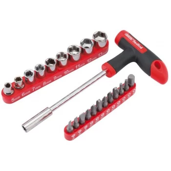 Image of Draper T-Handle Driver with 22 Piece Bit and Socket Set