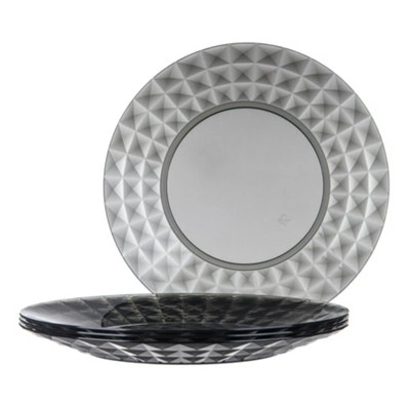 Image of LIVIVO Reusable Plastic Dinner Plates - Set of 4 Grey
