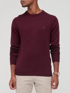 Image of Tommy Hilfiger Pima Cotton Cashmere Knitted Jumper, Deep Burgundy, Size L, Men