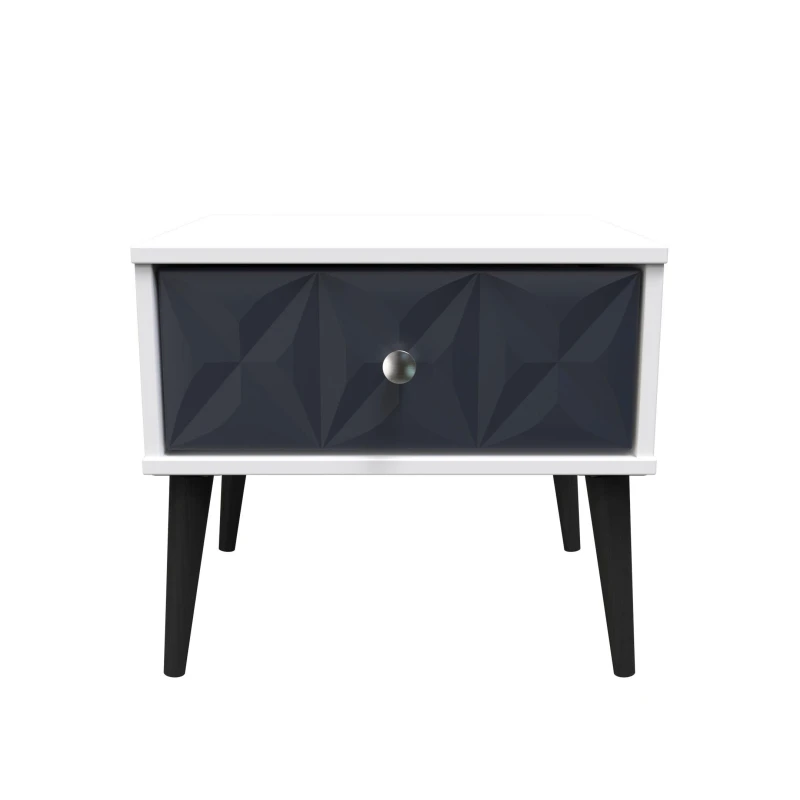 Image of Toledo 1 Drawer Side Table In Indigo Matt & White (Ready Assembled)