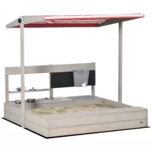 Image of Outsunny Kids Wooden Sandbox w/ Canopy, Kitchen Toys, Seat, Storage, for 3-7 Years Old Outdoor Play