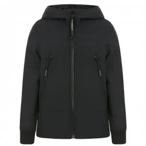 Image of CP COMPANY Junior Boys Softshell Goggle Hooded Jacket - Black 999