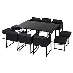 Image of Outsunny Rattan Chair Table Set 861-033V70 Grey, Black