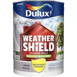 Image of Dulux Weathershield Exterior Walls Warm Truffle Smooth Masonry Paint 5L