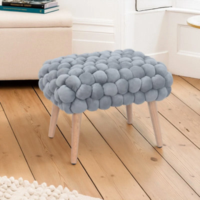 Image of Cushla Bubbly Velvet Small Footstool - Grey