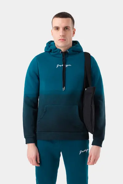 Image of Just Hype UK hype mens teal fade scribble hoodie