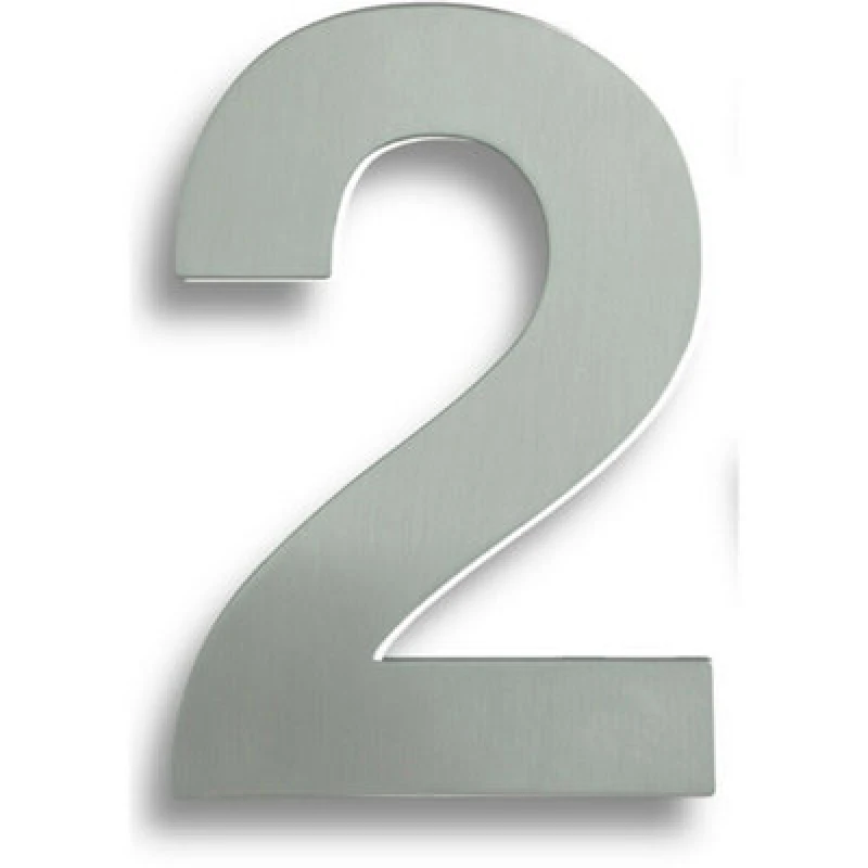 Image of Loops 178mm Front Door Numerals '2' 150mm Fixing Centres Satin Stainless Steel Metallics