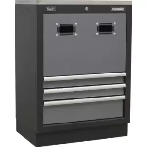 Image of 680mm Modular Reel Cabinet - Cable & Air Hose - 3 Drawers - Aluminium Handles