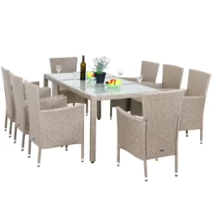 Image of 8 Seat Poly Rattan Garden Dining Set Bali Beige