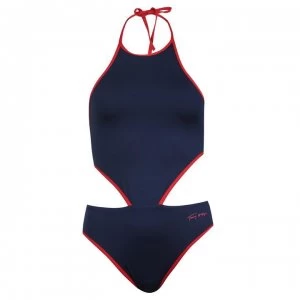 Image of Tommy Bodywear Cut Out Halter Neck Swimsuit - Navy Blazer