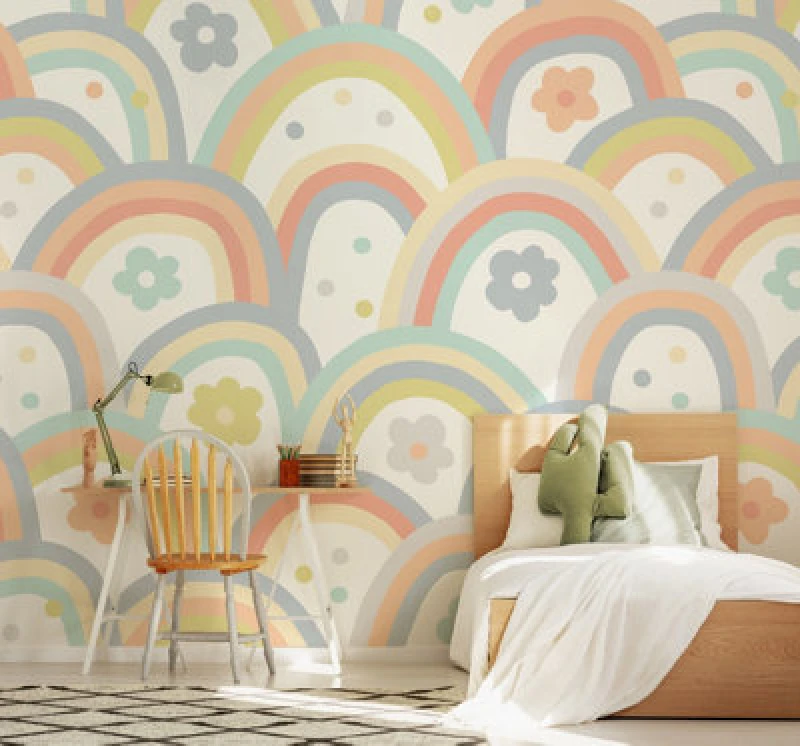 Image of Origin Murals Rainbow Wobble Warm Grey Matt Smooth Paste The Wall Mural 300Cm Wide X 240Cm High