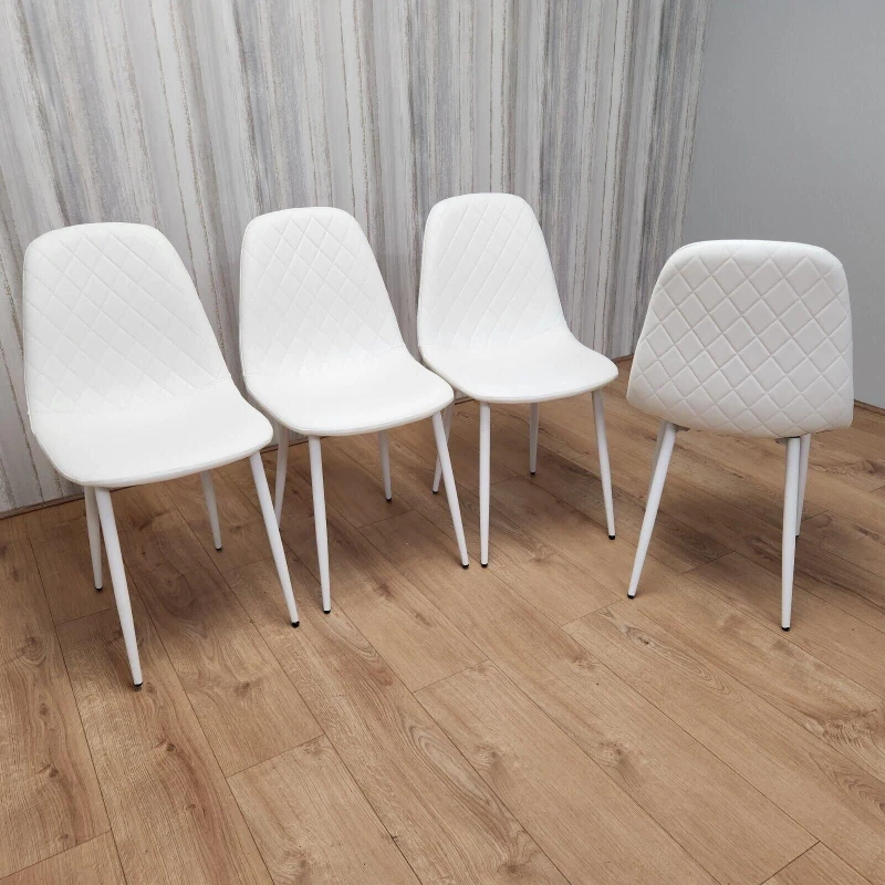 Image of KOSY KOALA Dining Chairs Set Of 4 white Chairs Stitched Faux Leather Chairs, Soft Padded Seat Living Room Chairs, Kitchen Chairs White