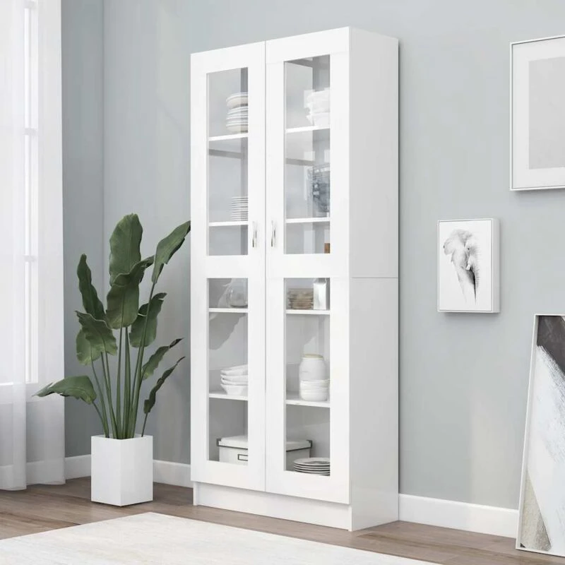 Image of VIDAXL Vitrine Cabinet White 82.5x30.5x185.5cm Engineered Wood vidaXL 8720286134504