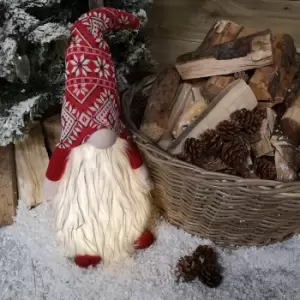 Image of 63cm Tall Christmas Light Up Gnome Gonk Nordic Decoration White Body Red Hat Sitting