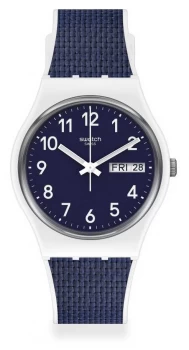 Image of Swatch NAVY LIGHT White/Blue Bimaterial Strap Blue Dial Watch