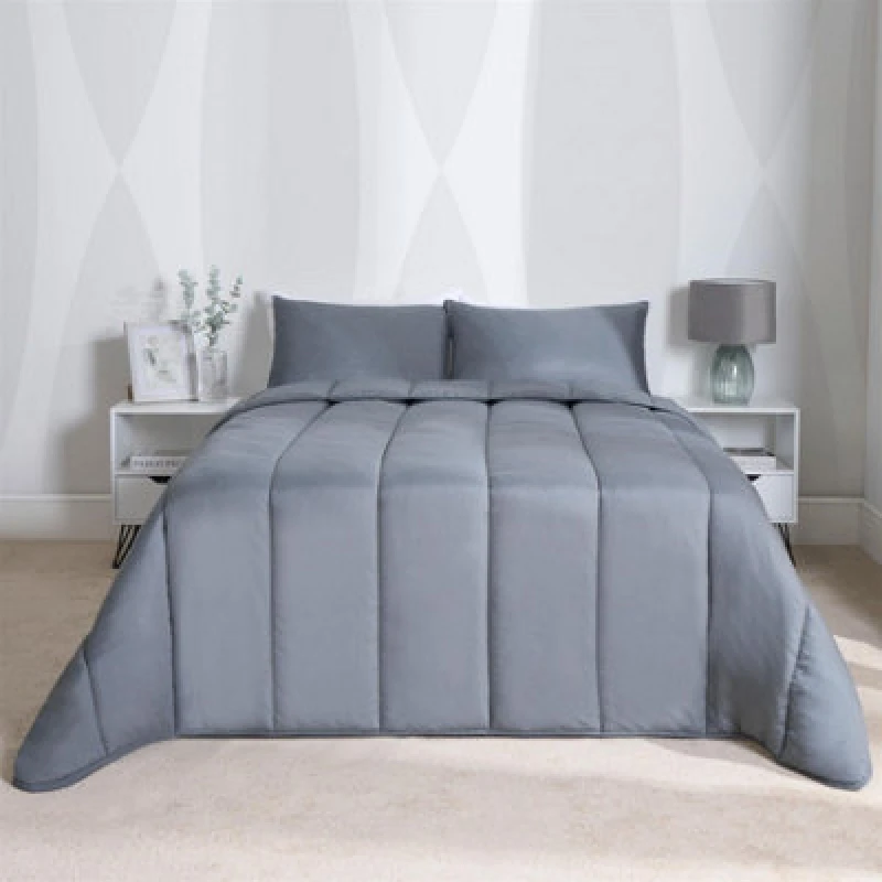 Image of OHS OHS Soft Coverless 10.5 TOG Duvet Set Pillowcase Quilted Cover in Charcoal Size: Double Charcoal Double Unisex 5027434212613