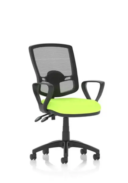 Image of Eclipse Eclipse Plus II Lever Task Operator Chair Mesh Back Deluxe With Bespoke Colour Seat With loop Arms in Myrrh Green KCUP1623