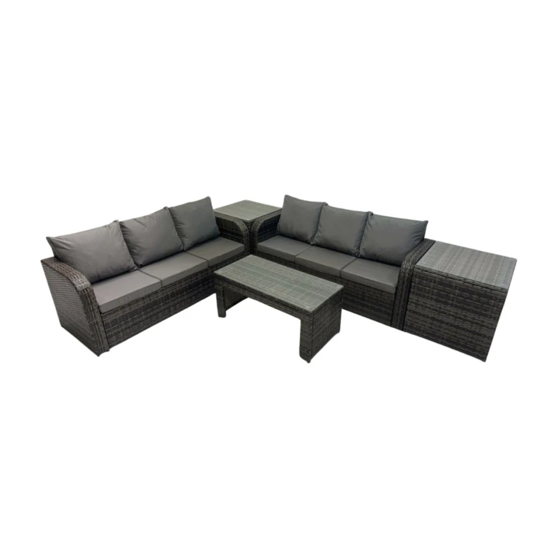 Image of Fimous 3 Seater Sofa Coffee Table with 2 Side Tables in Dark Grey Dark Grey Unisex