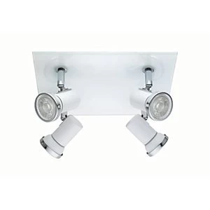 Image of Eglo Tamara 1 LED Bathroom White & Chrome Square Spotlight - 4 x 3.3W GU10