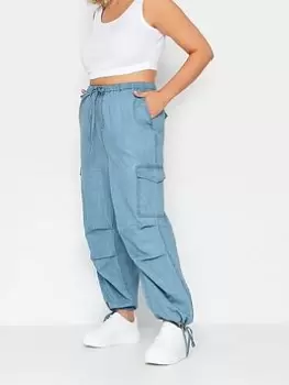 Image of Yours Denim Tencel Cargo Pant, Blue, Size 20, Women