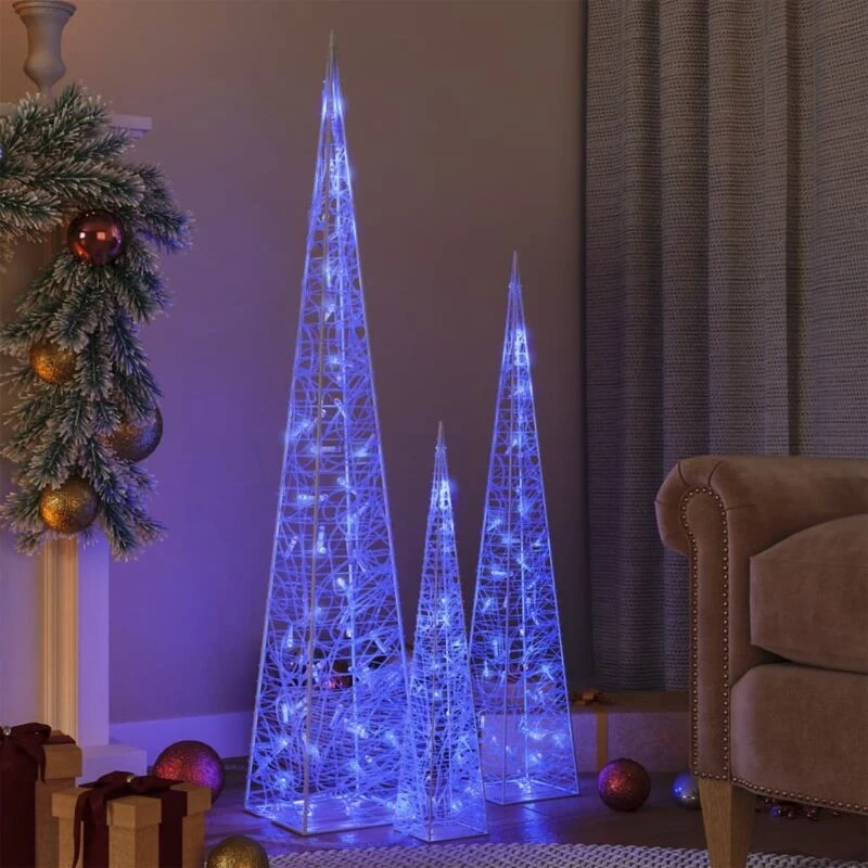Image of VIDAXL Vidaxl - Acrylic Decorative LED Light Cone Set Blue 60/90/120cm 8720286435014