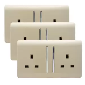 Image of Trendi Switch 2 Gang 13 amp long switched Plug Socket in Screwless Gold (3 Pack)